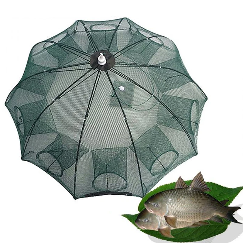 

4/6/8/10 /12/16/20Hole Automatic Fishing Net Fishing Trap Portable Folding crayfish catcher Mesh Trap Cage with Ring for Fish