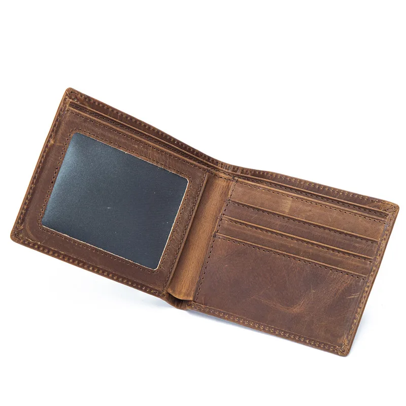 

Retro Genuine Leather Short Wallet for Men Crazy Horse Purse Case Slim Photo Pocket Cash Card Holder Wallets For Man