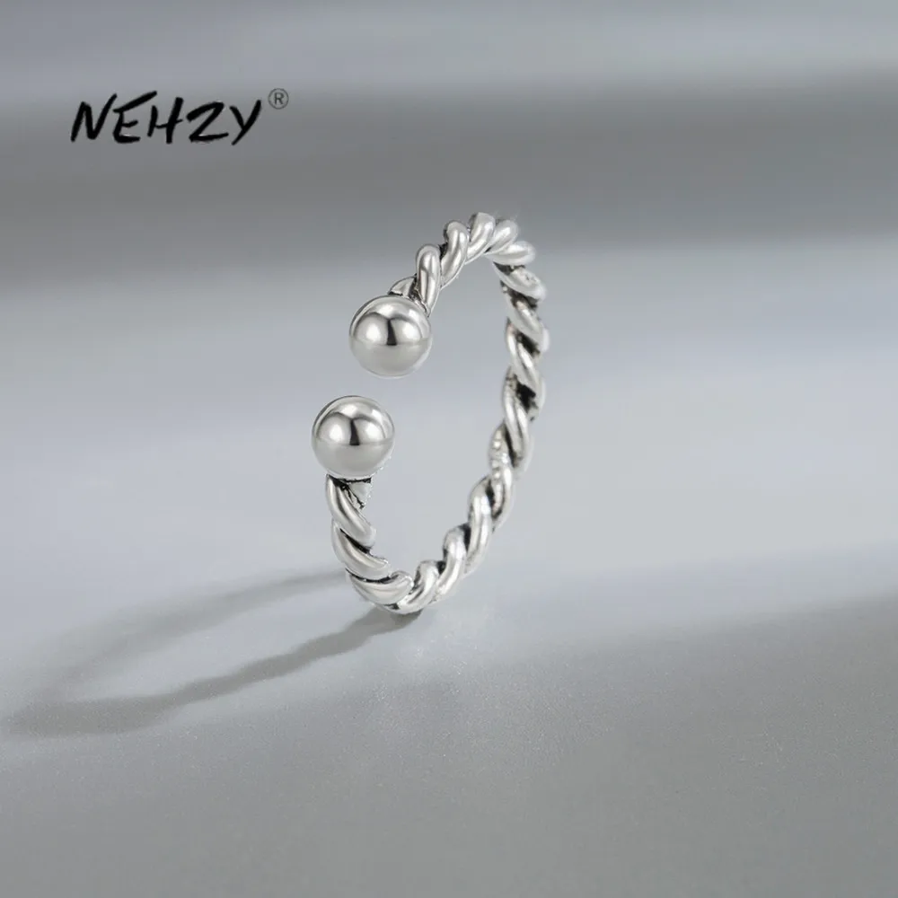 

NEHZY S925 Stamp New Woman Fashion Jewelry High Quality Retro Twisted Rope Thai Silver Opening Size Adjustable Ring