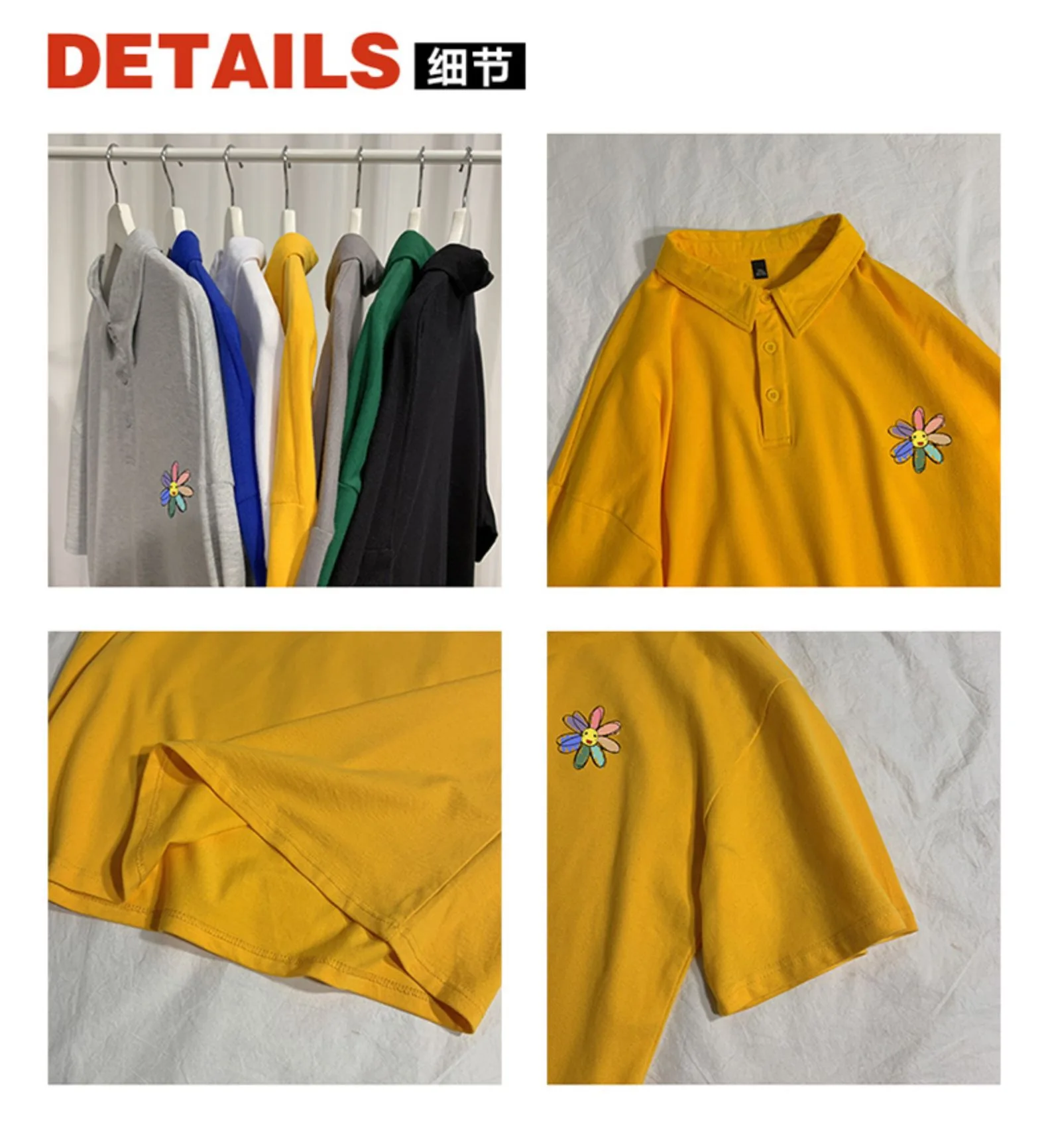

2021 new spot men's and women's POLO shirt high-quality men's and women's short-sleeved lapel hip-hop casual street short-sleeve