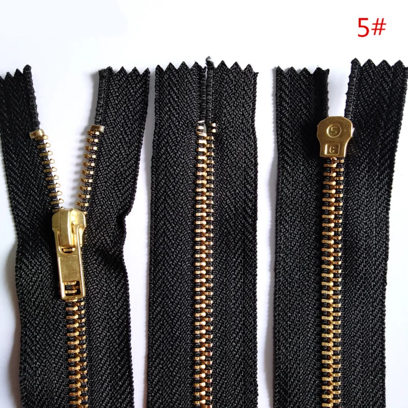 

5Pcs 5# 30-60CM Brass Metal Closed End Zipper Black Nylon Coil Zipper