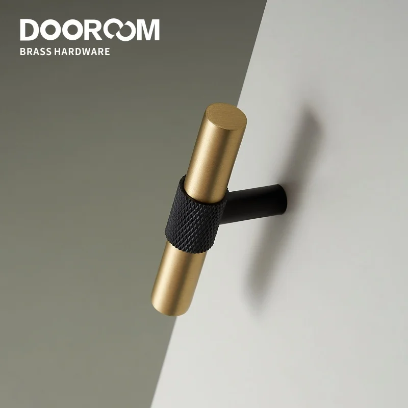 

Dooroom Brass Furniture Handles Modern Knurling Black Gold Pulls Wardrobe Dresser Cupboard Cabinet Drawer Shoe Box Knobs