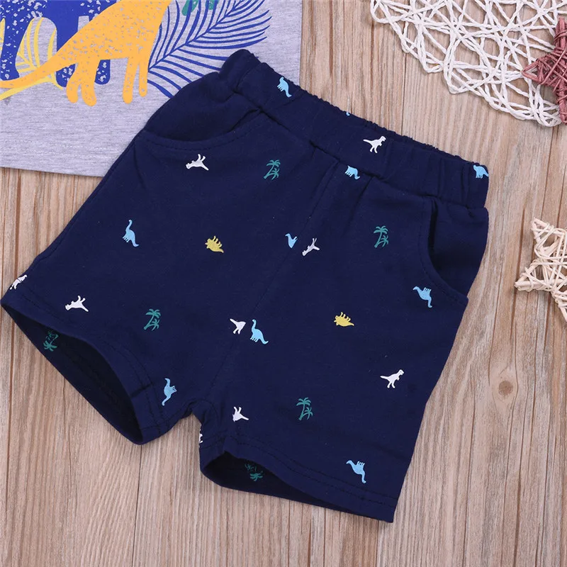 

Newborn Baby Boy Clothes Summer Cartoon Dinosaur Print T-Shirt Tops Print Short Pants 2Pcs Outfits Cotton Clothes Pajamas Set