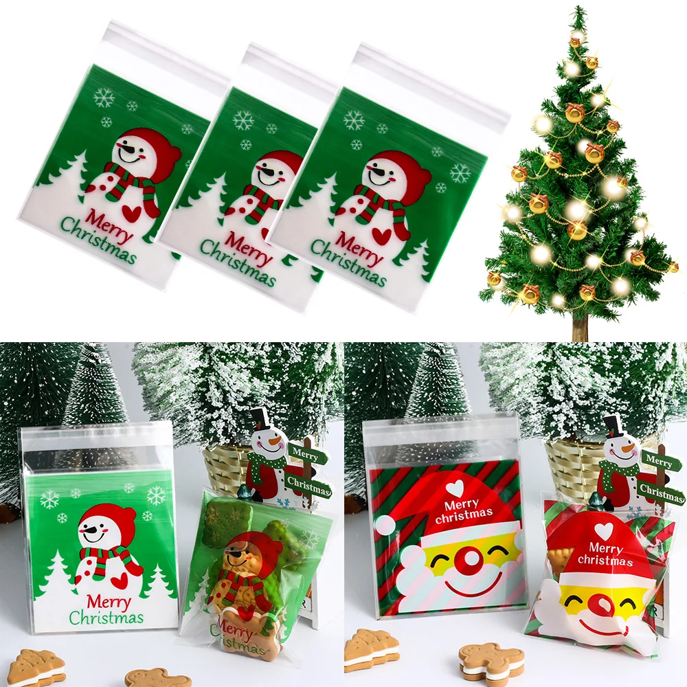 10 шт. милые самоклеящиеся мешочки для рождественских подарков Санта Клаус