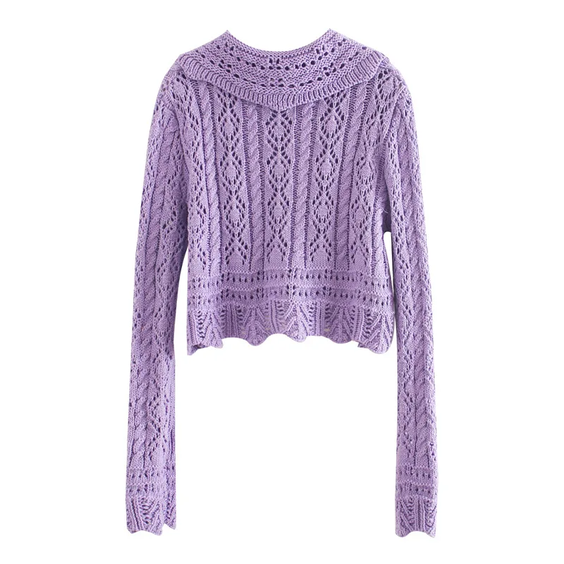 

Korea Chic Retro Crochet Cardigan Autumn Hollow Out Single Breasted Sweet Sweaters Turn Down Loose Knitwear Sweater Sueter Mujer