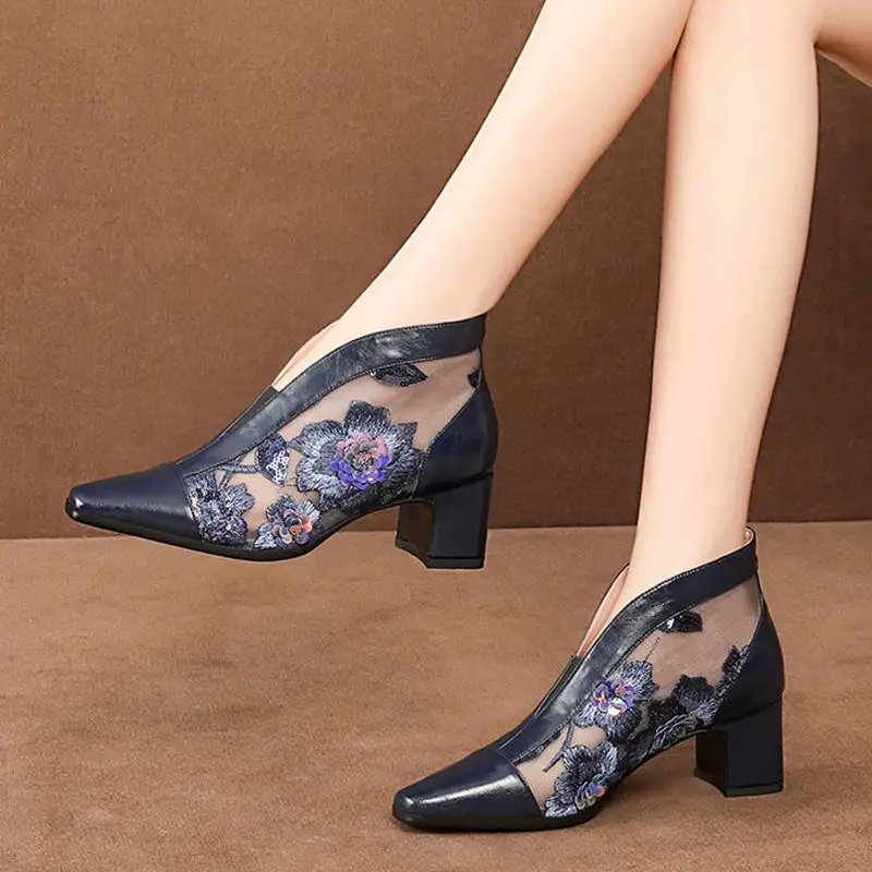 Женская обувь Four Seasons сандалии на среднем каблуке сапоги сетчатый цветок модные