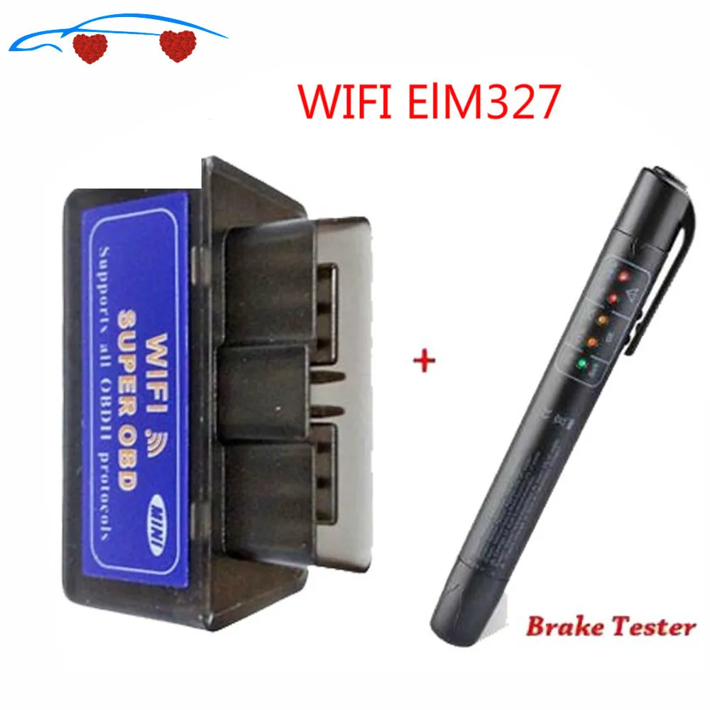 

Super Elm327 V1.5 WIFI OBD2 Code Reader ELM 327 OBDII V1.5 Diagnostic Tool Brake Fluid Tester Pen Android/IOS Car Scanner