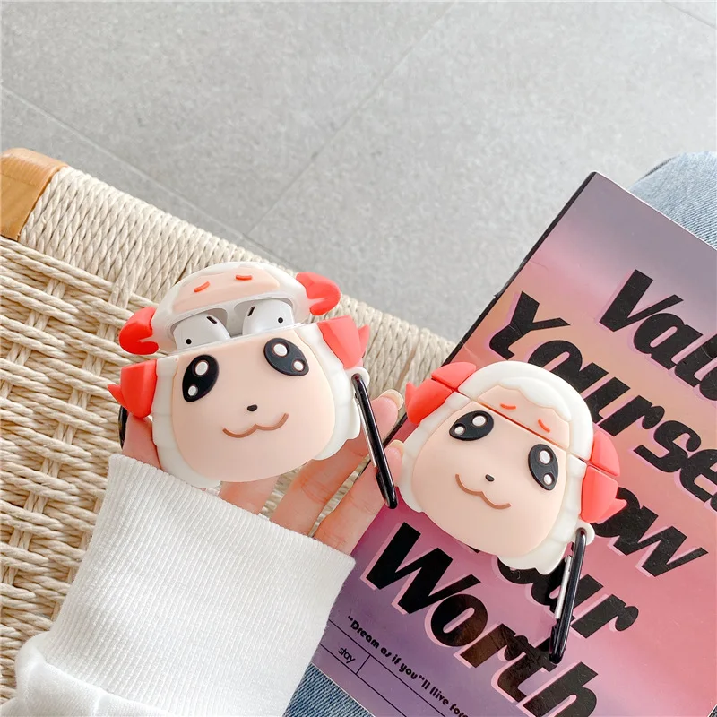 

Sheep girl Case for Airpods 1 2 Bluetooth Earphone Case for Air Pods Accessories Protective Cover Cute Silicone with Keychain