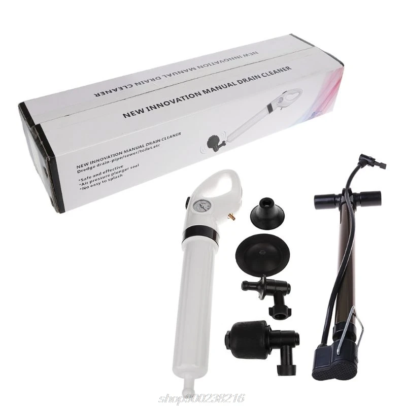 

High Pressure Pump Cleaner Dredge Toilet Plunger Air Drain Blaster Sink Pipe Clogged Remover Bathroom Bathtub M16 21 Dropship