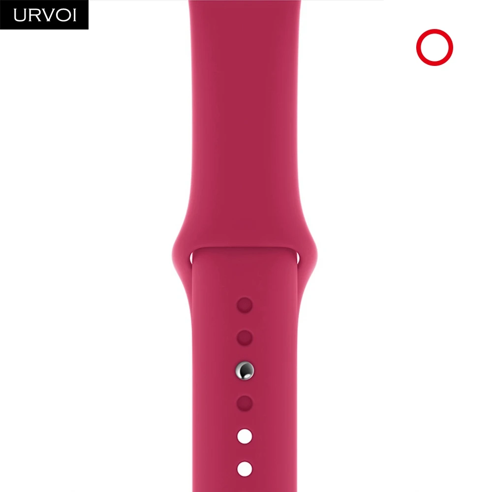 Pomegranate Спортивный ремешок URVOI для apple watch 5, 4, 3, 2, 1, силиконовый ремешок для iWatch 40 мм, 44 мм, застежка на булавке и застежке, новинка, сосновый зеленый - Цвет ремешка: Pomegranate