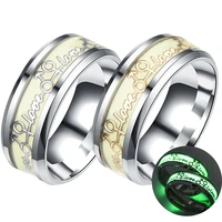 couple luminous love stainless steel fluorescent rings men and women 2021 new fashion jewelry exquisite gifts for lovers