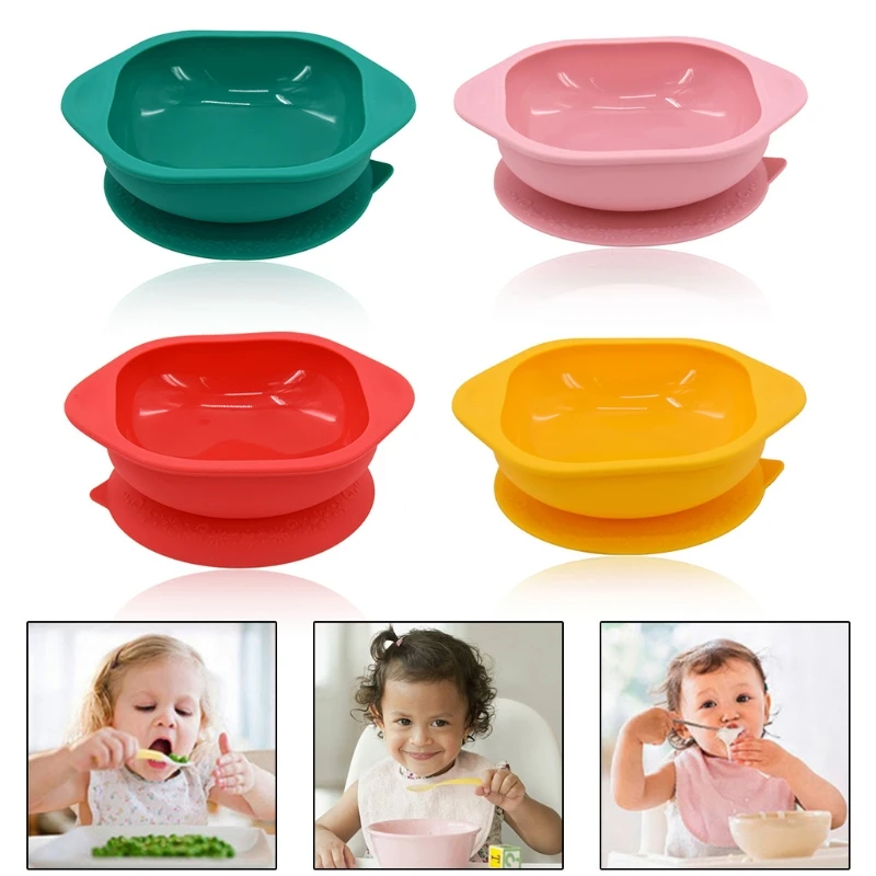 

Baby Silicone Dinner Suction Cup Bowl Non-Slip Learning Feeding Plate J2HD