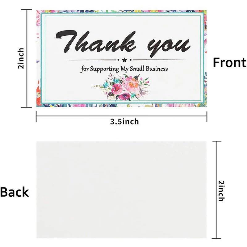 

50pcs Flower Thank You Cards For Supporting My Small Business Order Shopping Purchase Thanks Greeting Card Gift Decoration