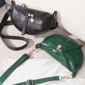 crocodile pattern pu leather womens shoulder bag luxury design crossbody bag female brand solid color small casual phone purse free global shipping