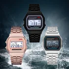 Ультратонкие спортивные электронные металлические часы, многофункциональные светящиеся часы-будильник со стальным браслетом, золотые женские и мужские часы