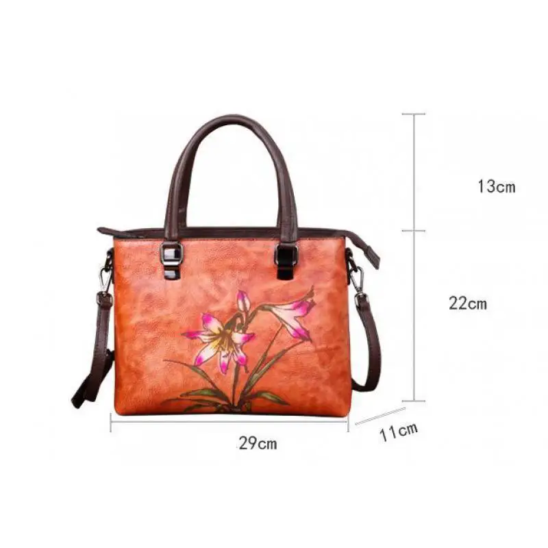 

YourSeason Vintage Woman's Handbag Hand Painted 2021 Genuine Leather Ladies Shoulder Casual Floral Cowhide Messenger Bags