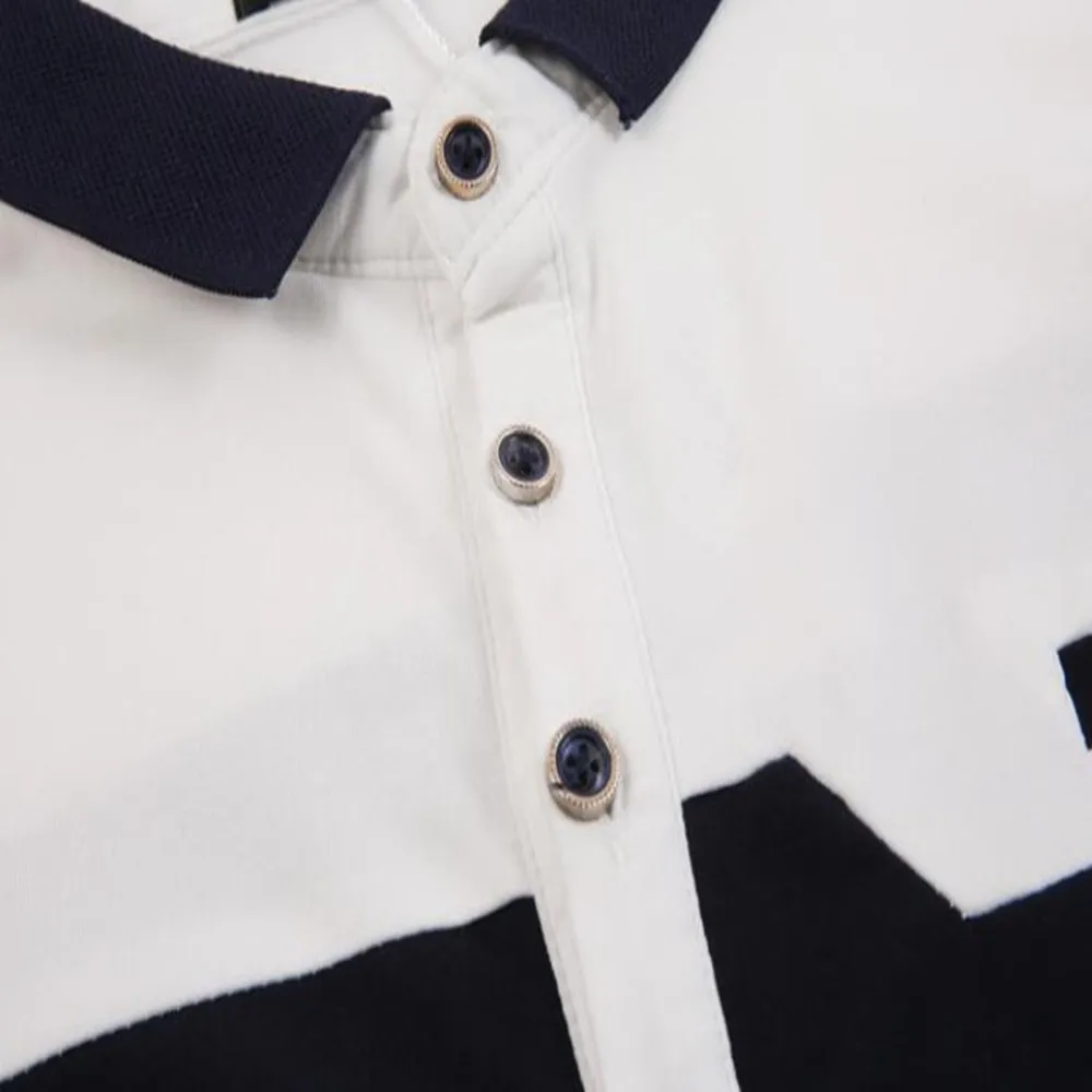 

Mens Polo Shirt 2018 Autumn New Korean Version Striped Patchwork Long Sleeve slim Shirts Cotton Casual Polos Lapel Man Top