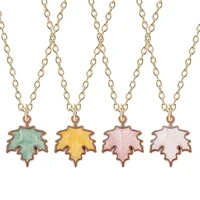 bohemian colorful maple leaf zinc alloy pendant necklace female clavicle chain 2020 new fashion choker jewelry gift hot sale