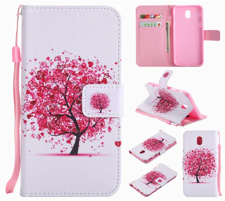 Colored Tree Милый кожаный чехол с откидной крышкой для Funda samsung Galaxy S8 Plus S7 S6 Edge J3 J5 j7 чехол для девочек с медведем и леопардовым принтом чехол-кошелек P06F - Цвет: Colored Tree