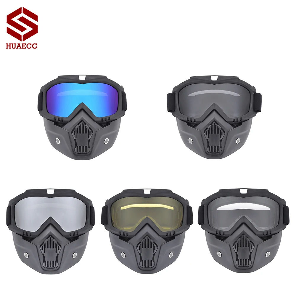 

Motorcycle Motocross Goggles Glasses Face Mask with Detachable Mouth Filter Dust Mask For Modular Open Face Helmets