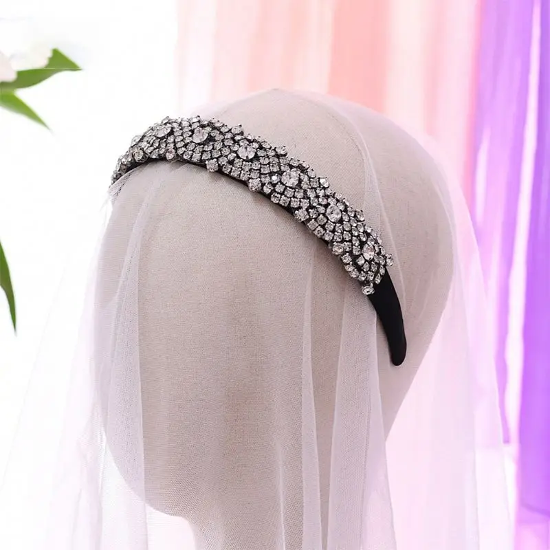 

Wedding Baroque Jewelry Bandana Bride Vintage Rhinestone Flower Headband Crown