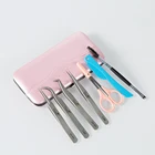 5 в 1 Набор пинцетов для ресниц, набор инструментов для наращивания ресниц, набор инструментов для бровей, аксессуары для макияжа глаз, чехол