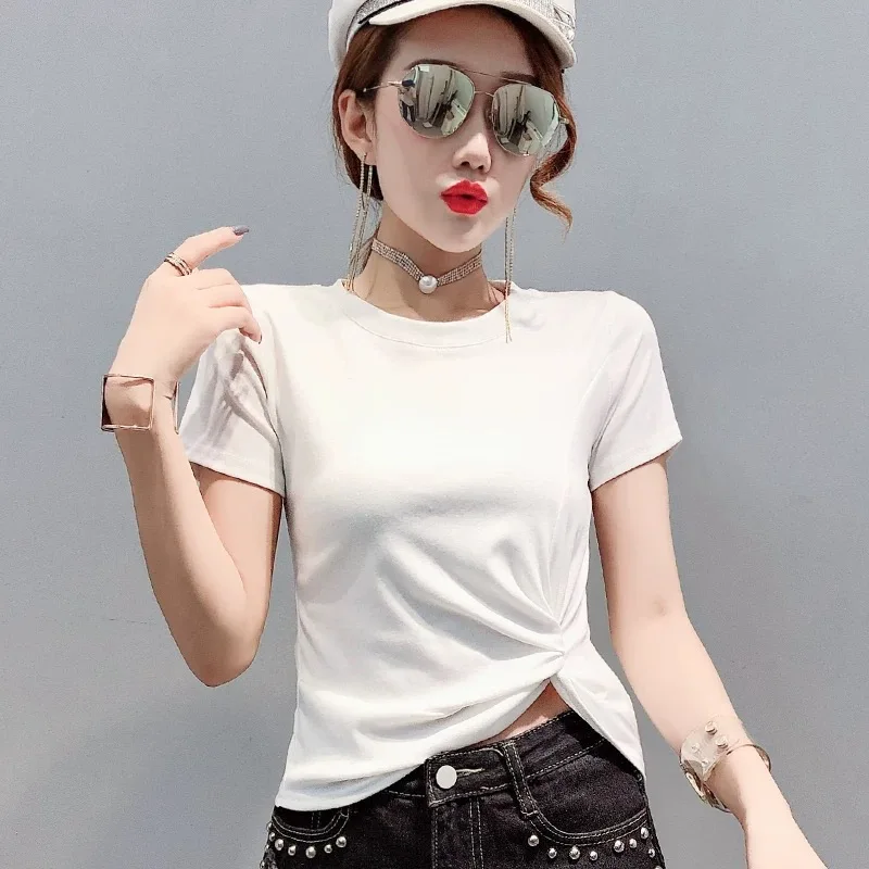 

Black T Shirt Women Clothes 2019 Fashion Tee lvory Top Fashion Cotton Ladies Tee Shirt