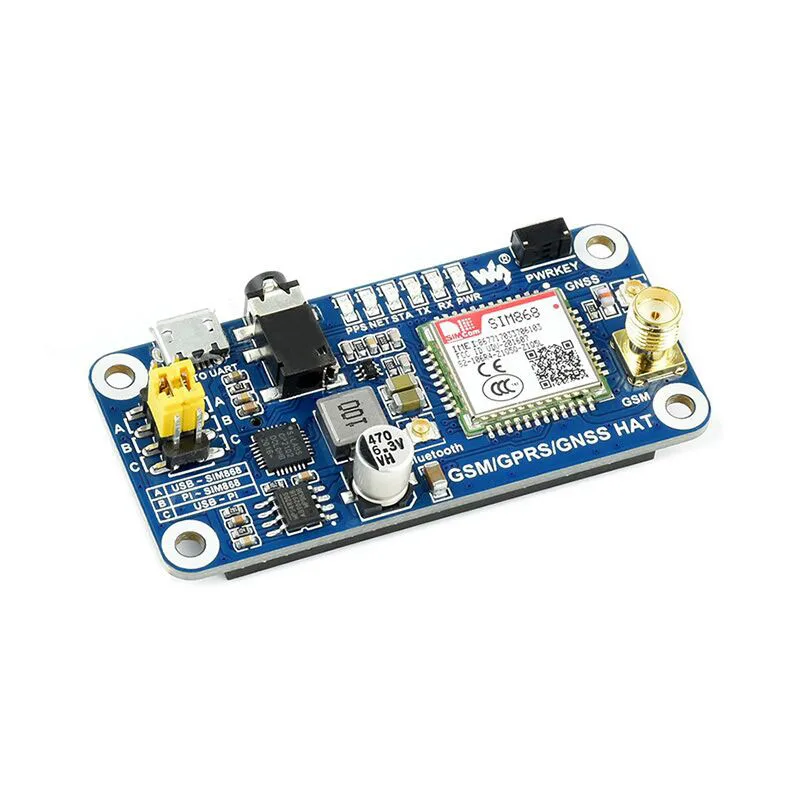 Raspberry Pi SIMCOM SIM868 module HAT GSM GPRS GNSS bluetooth 3.0 expanding board CP2102 chip 40pin GPIO |