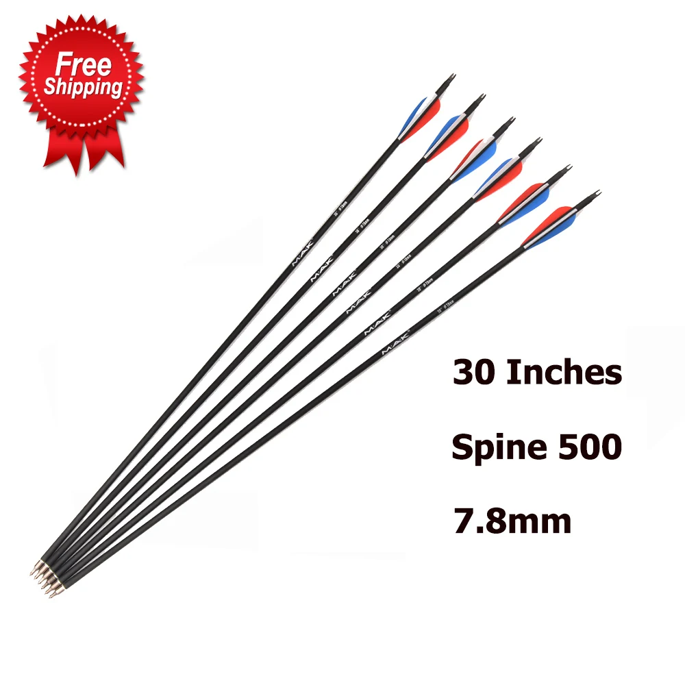 Стрелы из углеродного волокна 30 дюймов наружный диаметр 7 8 мм стержень 500 красное