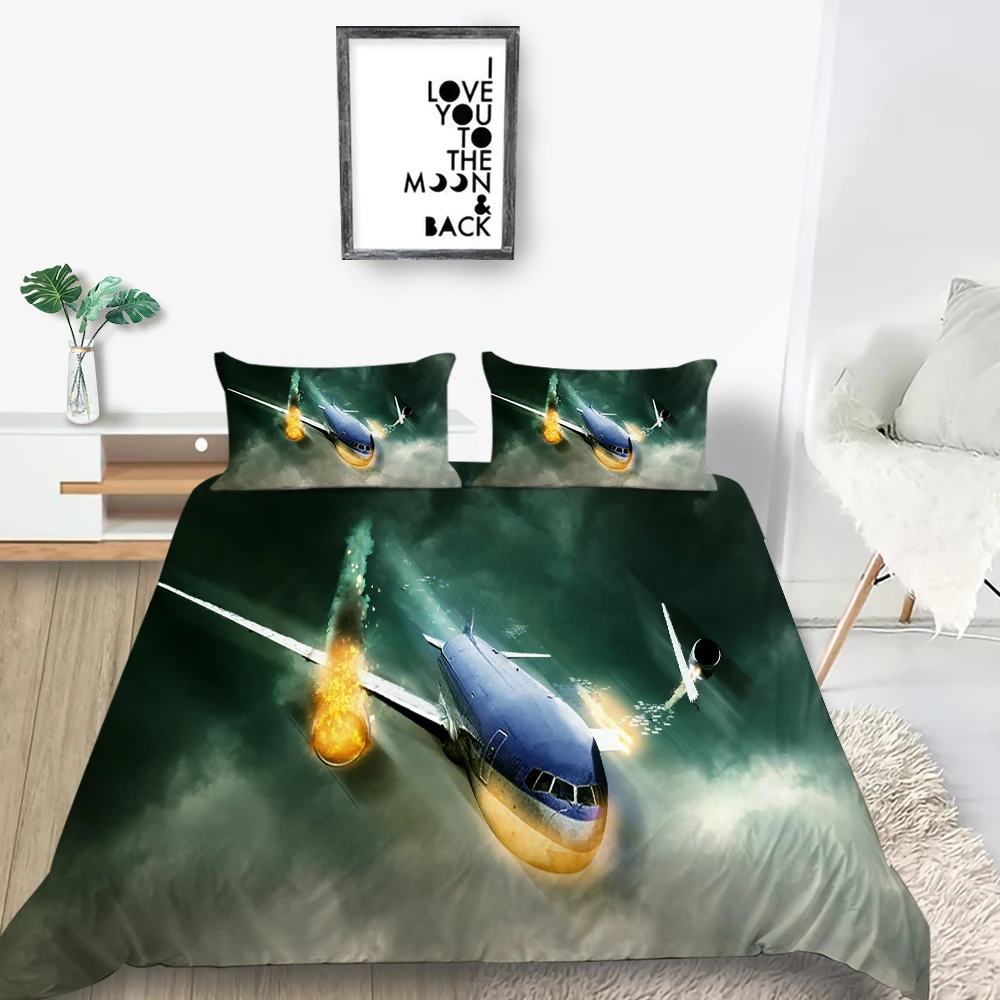 

Комплект постельного белья с самолетом Storm Cool Soft артистичный 3D пододеяльник для мальчиков Queen King Twin Full Single Double уникальный дизайн постельного...