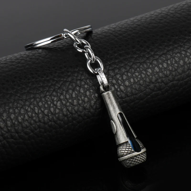 High Quality New Hourglass Metal Keychain Creative Music Gifts Key Chain Ring Microphone Keychains Fashion | Украшения и