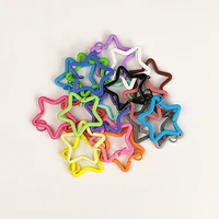 5pcs 34x34mm colorful five pointed star shape keychain split star keyring findings fit diy keychain rings star accessories