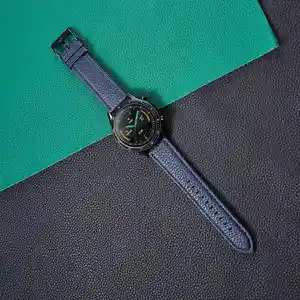 For HUAWEI GT 2/Amazfit GTR GTS 22mm 20mm Lychee Pattern Leather Strap Samsung Galaxy Watch 3/Oneplus/Xiaomi Smart Watch Band