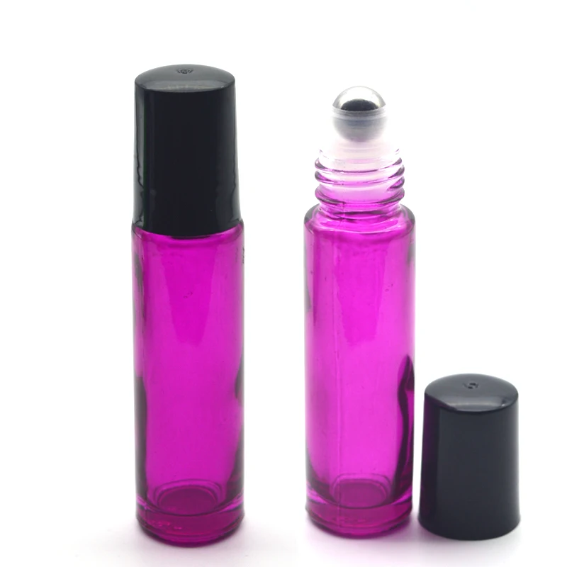 

100pcs Empty Fragrance Perfume Rose-red 10ml Roller Glass Bottle Essential Oil Bottle 10cc Roll On Bottle