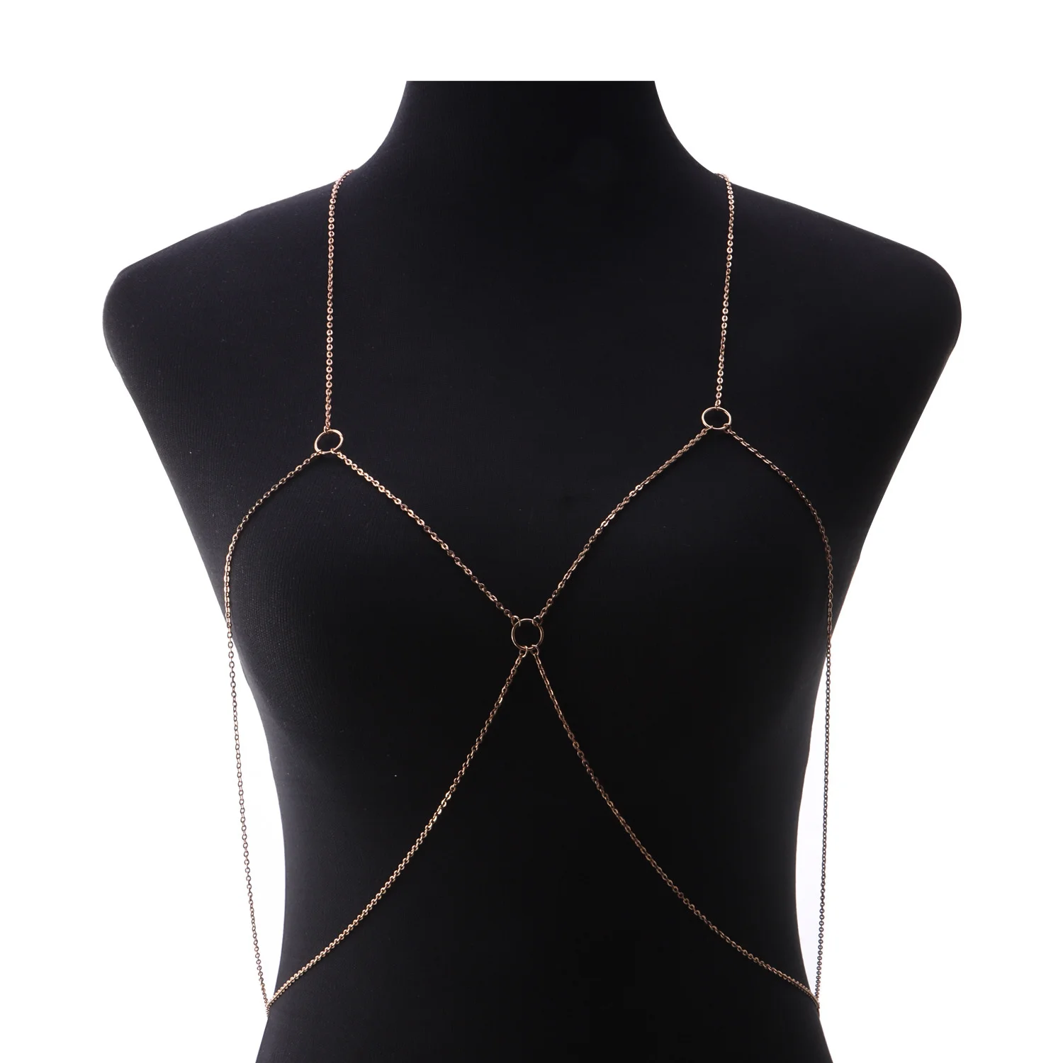 

Sexy Personality Sandy Beach Bikini Bra Body Chain Stage Show Wedding Women Geometry Cross Girl Chest Chains Accessories Jewelry