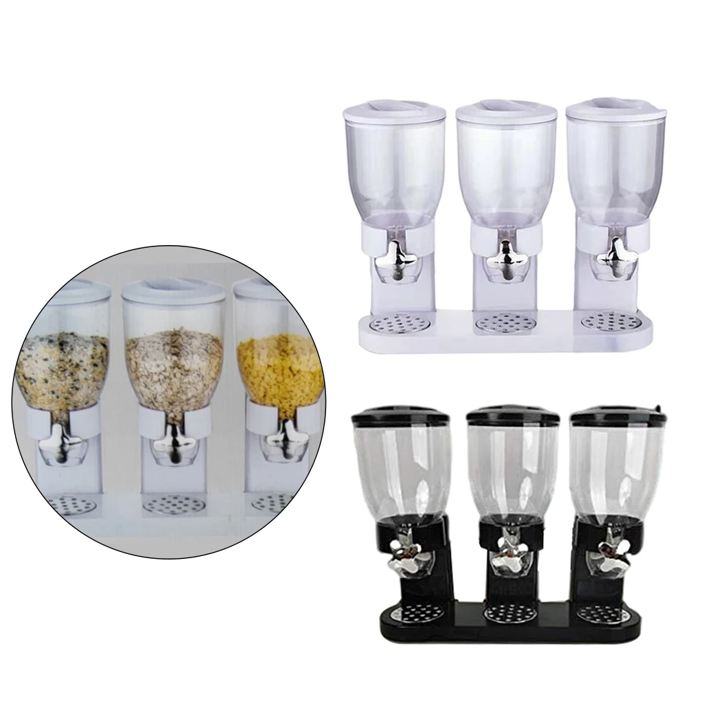 

Тройной диспенсер для хлопьев, пластиковый контейнер для сухой пищи, свежий и простой дизайн для сохранения свежести и вкуса