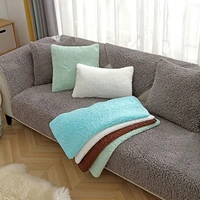 winter lamb velvet sofa cushion thick plush sofa cover non slip leather sofa towel high end nordic simple for living room decor