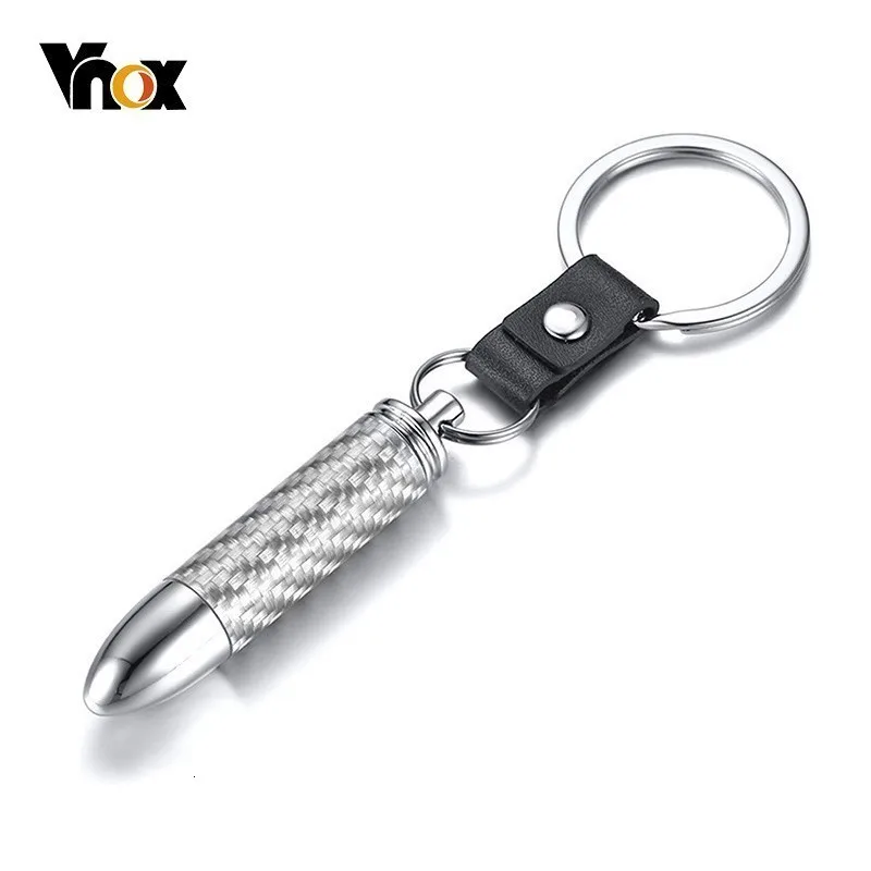 Vnox углеродное волокно пуля брелок кольцо для женщин мужчин полые трубки из