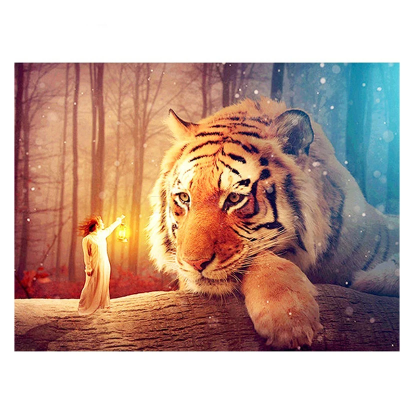 Алмазная 5D мозаика «сделай сам», картина из круглых/квадратных страз с изображением животных, тигра, вышивка крестиком, мозаика Стразы, домашний декор, искусство, Y356
