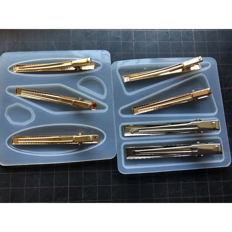 

Crystal Epoxy Resin Mold Hair Clip Barrette Casting Silicone Mould Handmade DIY