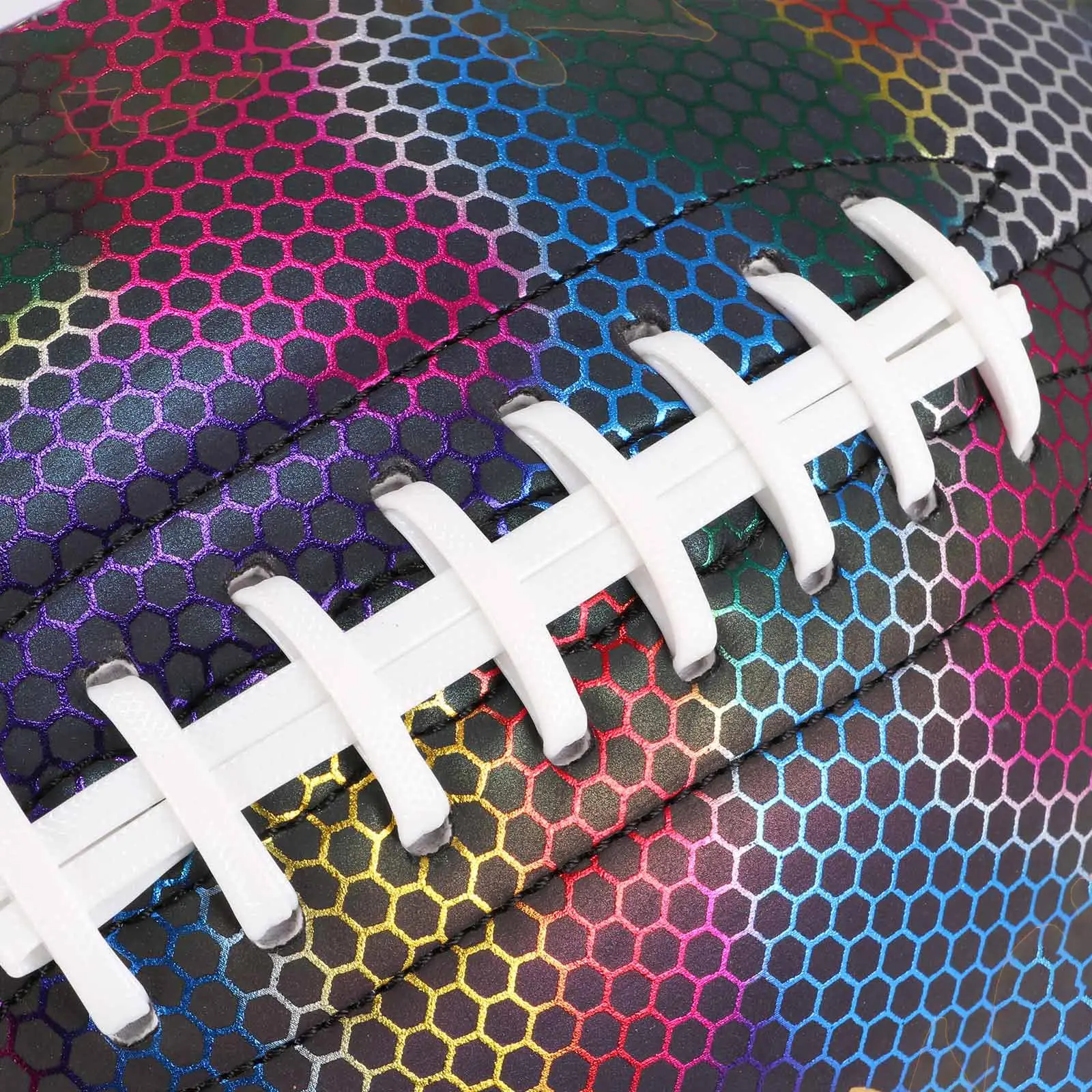 

Holographic Reflective Glow Leather Football Official Size Rugby Ball Football Standard Game Training Rugby Pu Machine Stitched