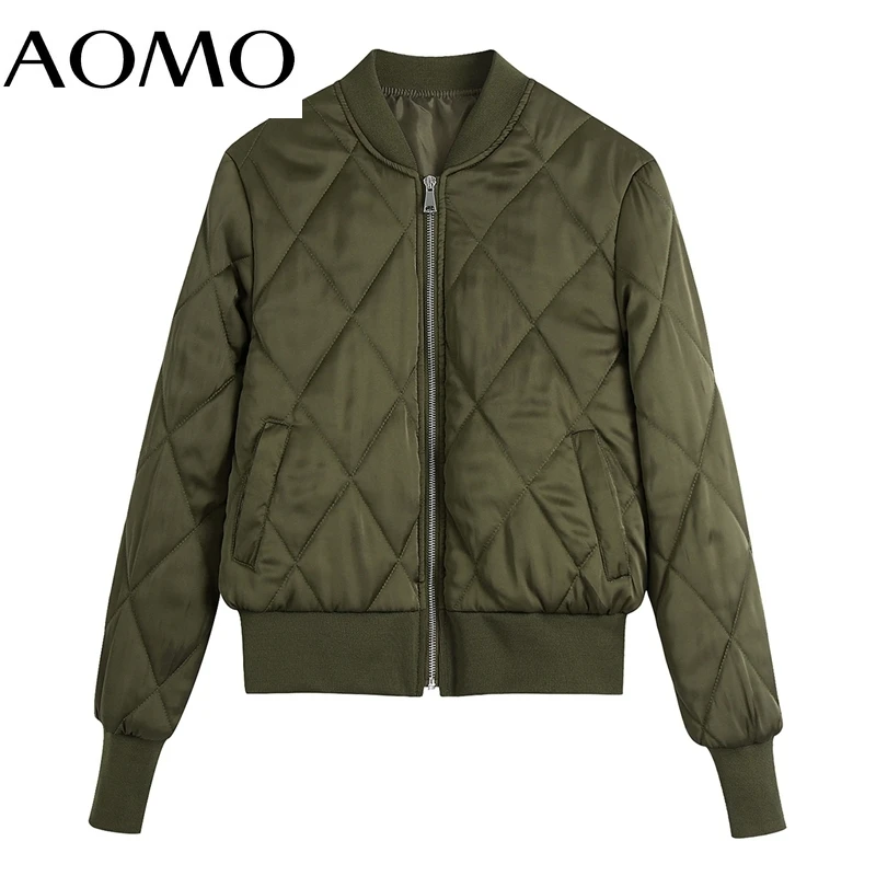 

Женская хлопковая парка AOMO, тонкая хлопковая куртка цвета амино-зеленого цвета с длинным рукавом, верхняя одежда с подкладкой, CE361A, осень 2021