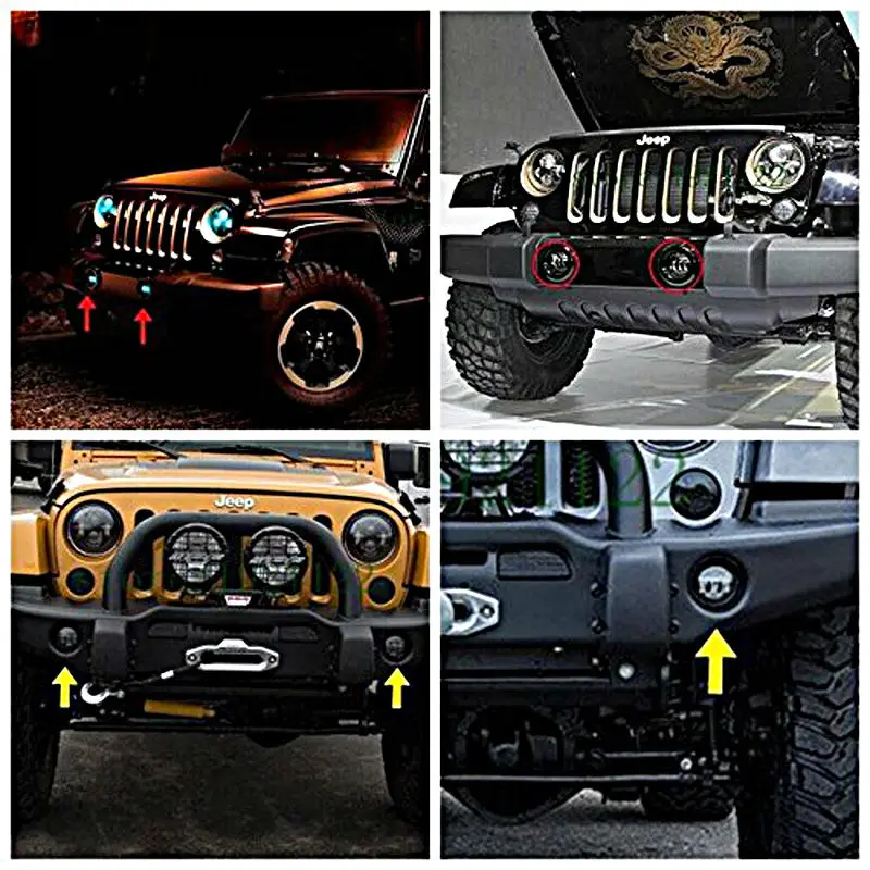 

Black 4" Led Fog Lights For Jeep Wrangler JK Led Fog Lamps Bulb Auto Len Projector Headlight Driving Offroad Lamp