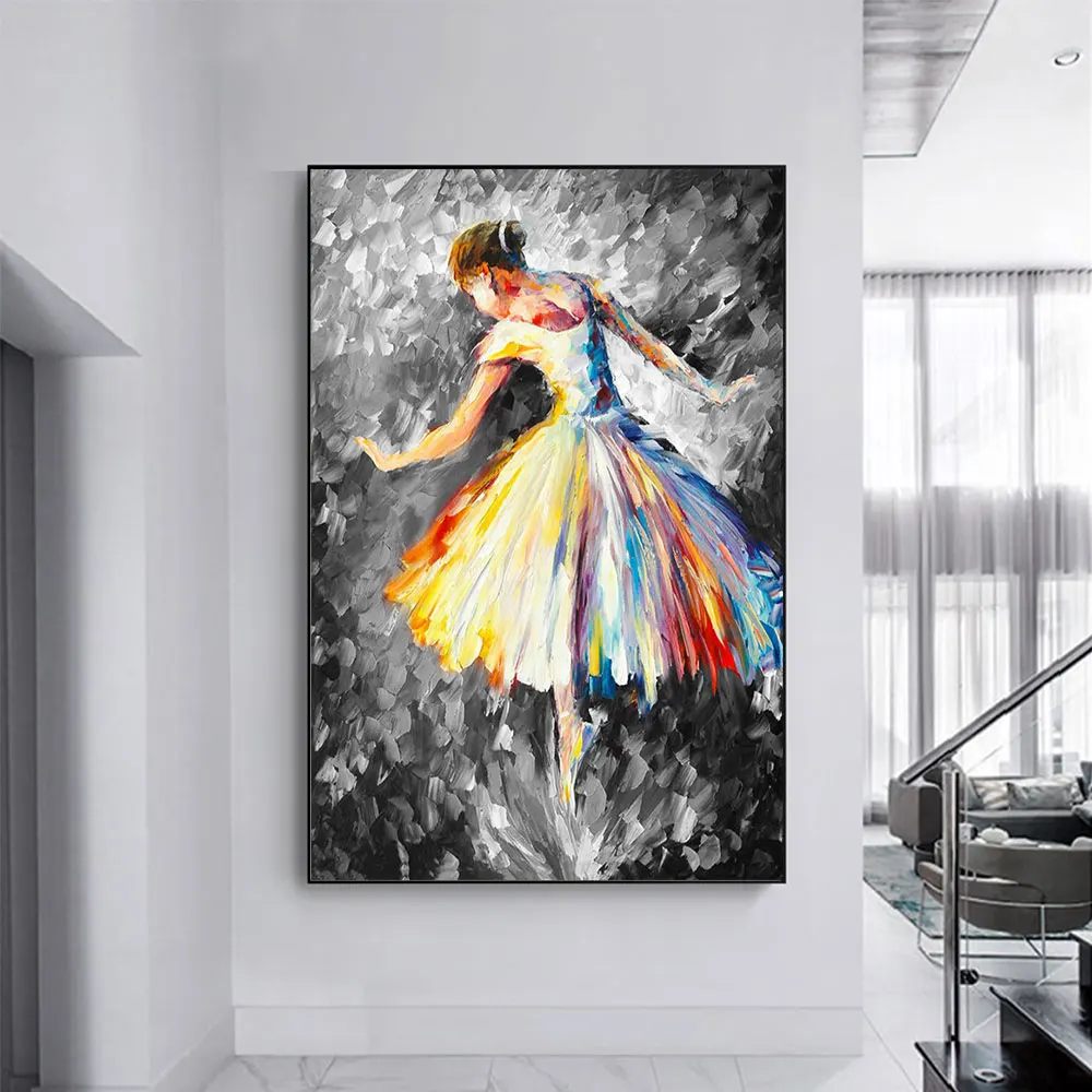 Абстрактная Танцующая балерина плакаты окрашенная девушка настенная Картина на