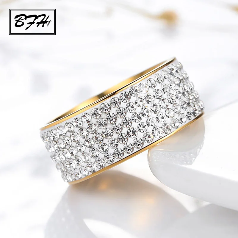 BFH 2019 модные циркониевые Свадебные кольца из нержавеющей стали для женщин