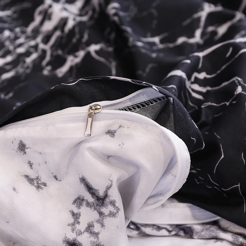 Black and White Color Bed Linens Marble Reactive Printed Duvet Cover Set for Home housse de couette Bedding Queen Bedclothes | Дом и сад