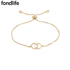 Многоцветный кубический цирконий камни Двойная Цепочка круг очаровательный браслет для влюбленных пары Простой CZ Позолоченные наручники ювелирные изделия подарок