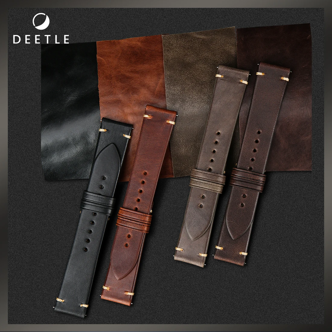 Natural Genuine Leather Watchband Quick Release Smart Watch Band 18mm 20mm 22mm 24mm for Casio Fossil Brand Cowhide Watch Strap