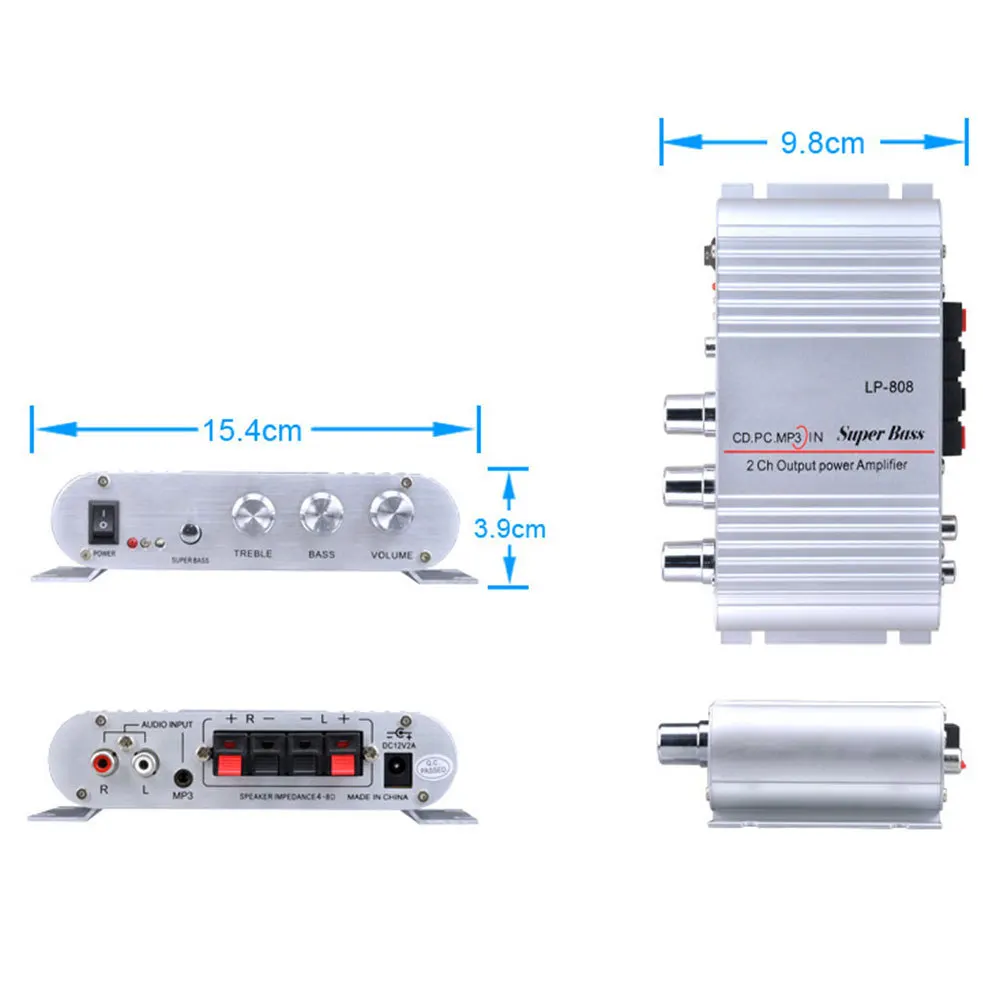 Автомобильный усилитель MP3 радио аудио стерео бас динамик плеер для мотоцикла
