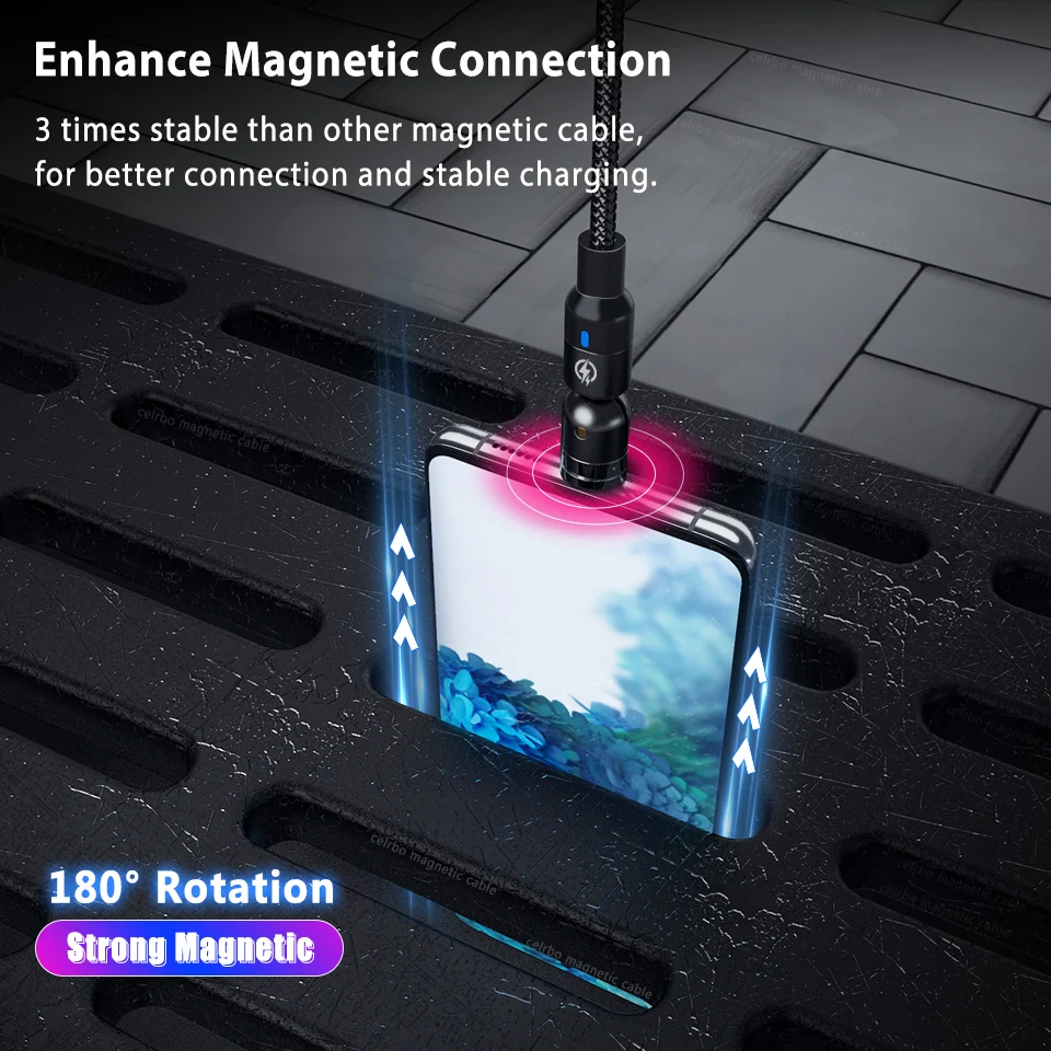 Магнитный зарядный кабель Usb Type-C 3 А 2 м магнитный Дата-кабель Micro 360 ° 90 QC 0 для Samsung